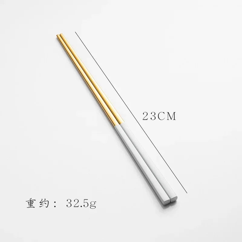 304 Stainless Steel Square Chopsticks – Gold, Rose & Colorful Stainless Steel Chopsticks Babs white gold