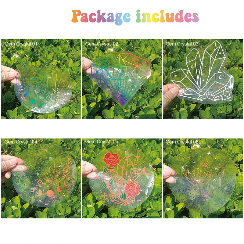 6-Piece Rainbow Suncatcher Window Stickers – PVC Glass Decals Window Suncatcher Stickers Babs Diamond