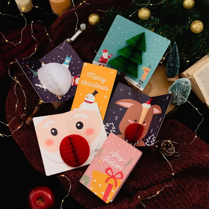 3D Pop-Up Christmas Cards with Envelopes & Sealing Stickers Holiday Greeting Cards Babs