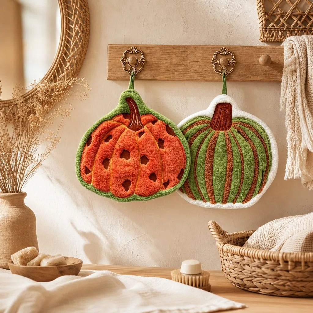 Pumpkin Hanging Hand Towel – Microfiber Quick Dry Fall Towel Hand Towel Babs