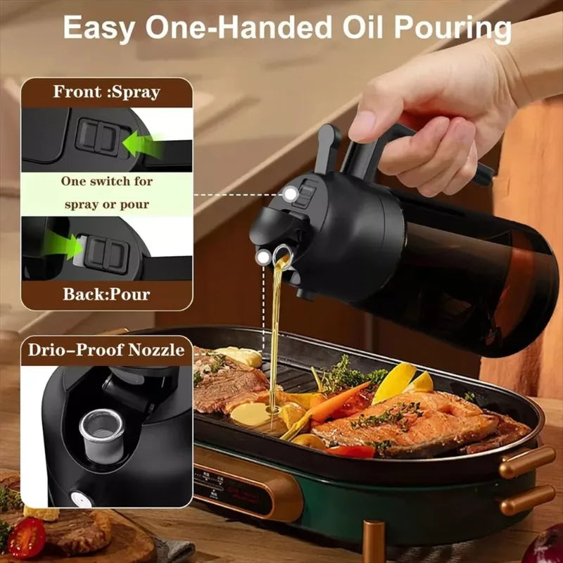 2-in-1 Glass Oil Dispenser & Sprayer Bottle 16oz – Leakproof Oil Dispenser Sprayer Babs