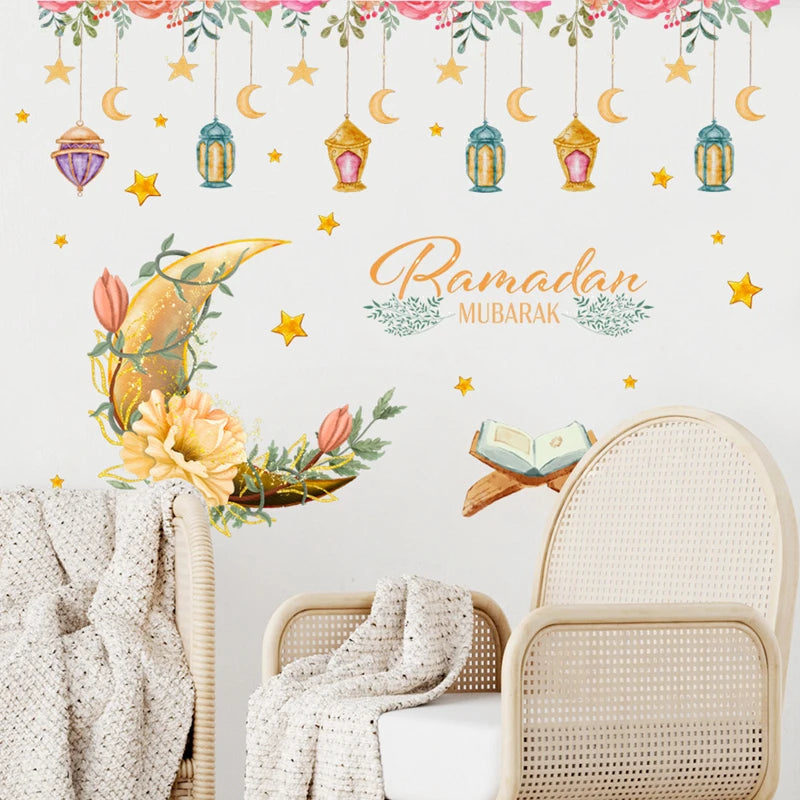 Ramadan Mubarak Wall & Window Stickers – Eid Moon Star Decor Decorative Wall Stickers Babs C