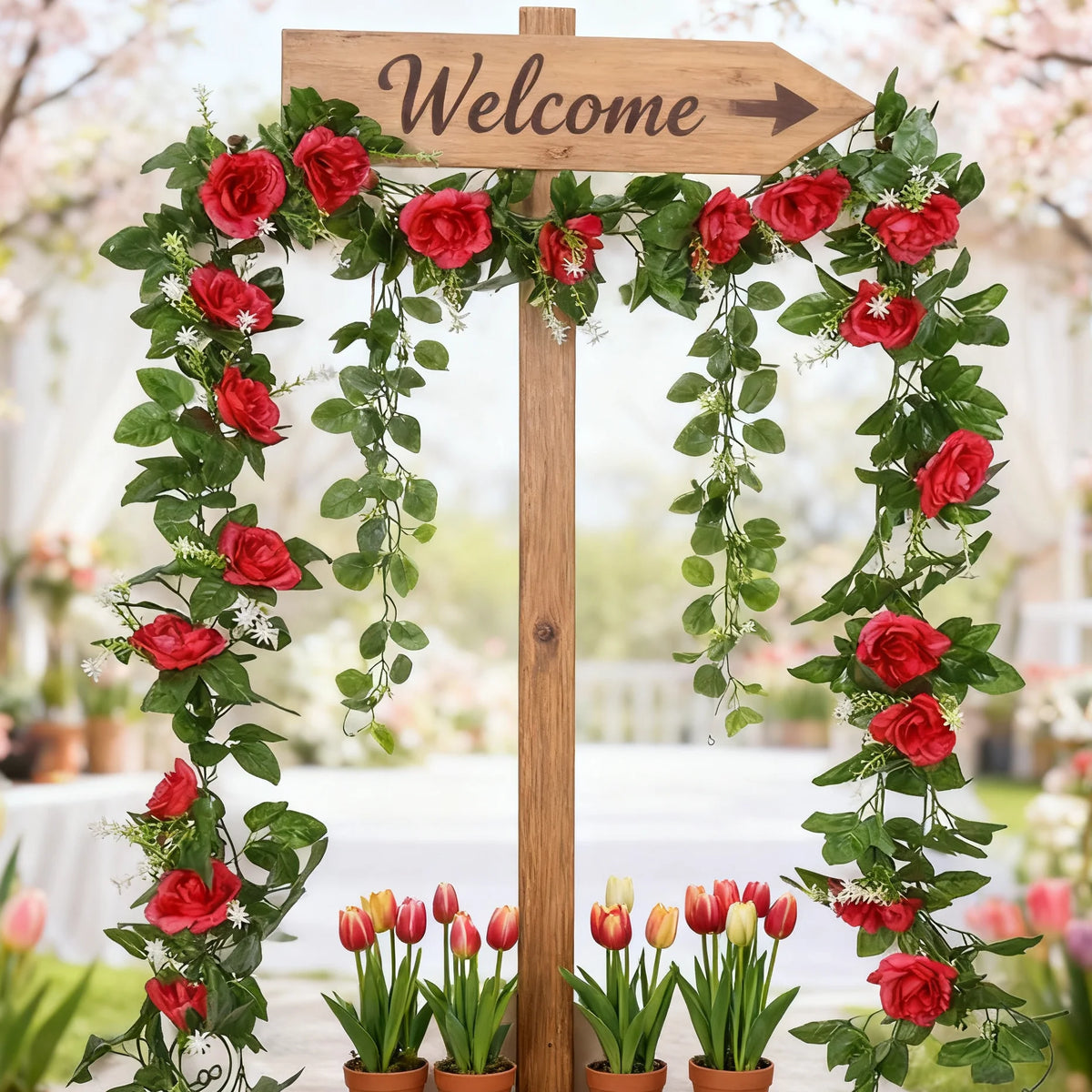Artificial Silk Rose Hanging Garland – Wedding & Home Décor Artificial Flower Garland Babs