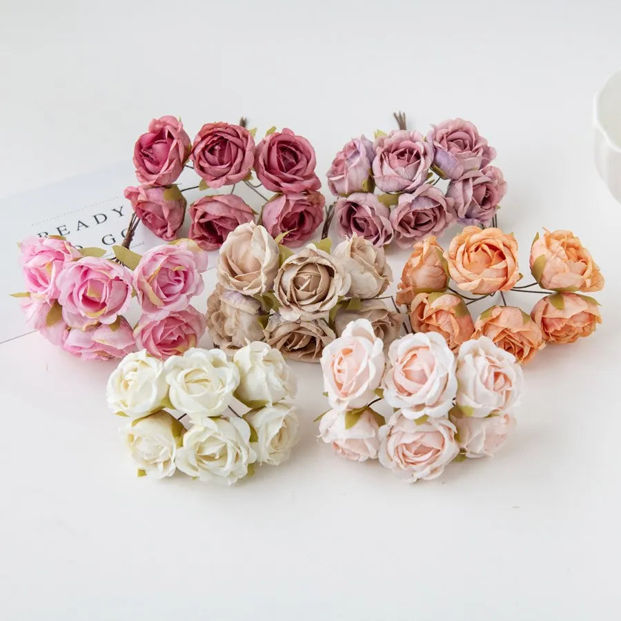 Artificial Silk Tea Rose Bouquet for Wedding & Home Decor Artificial Flower Bouquet Babs