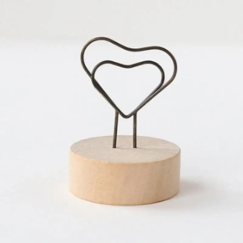 2PCS Wood Base Metal Photo & Memo Holders – Desk Decor Photo Memo Holder Babs M