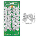 12/24pcs Christmas Bow Ornaments Red Gold Xmas Tree Pendants Christmas Tree Ornaments Babs silver 24pcs(2packs)