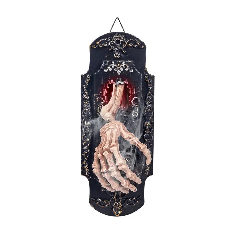 Halloween Motion Sensor Skeleton Doorbell – Mist Spray & Sound Halloween Decoration Babs Spray door lock