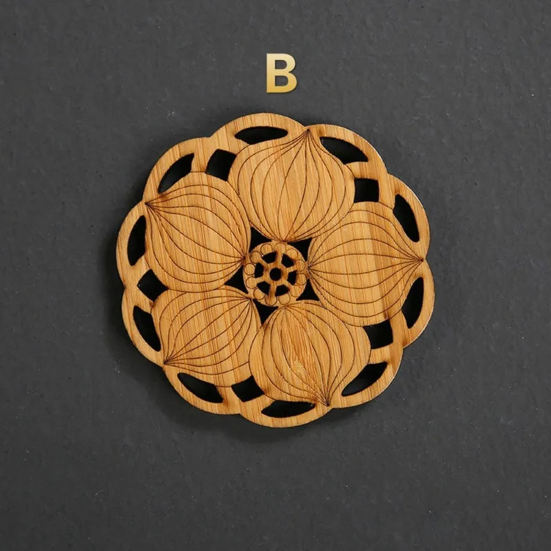 Bamboo Lotus Root Round Coaster – Eco-Friendly Table Mat Bamboo Coaster Babs B