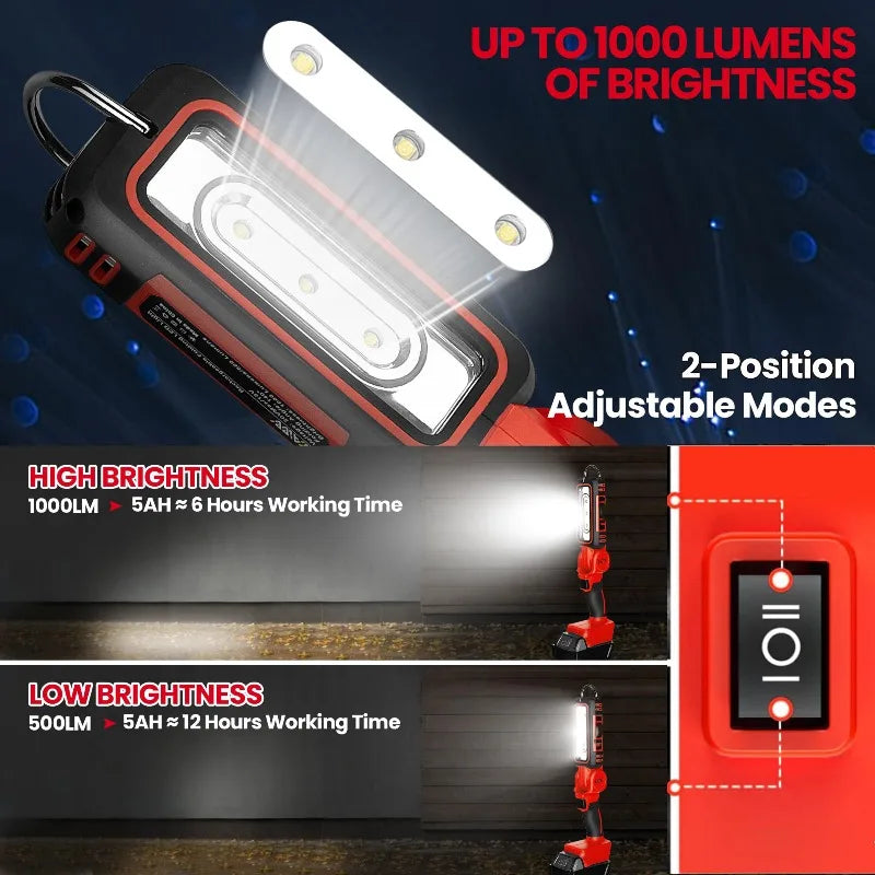 Cordless LED Work Light 1000LM | Makita & Milwaukee 18V Compatible Cordless LED Work Light Babs