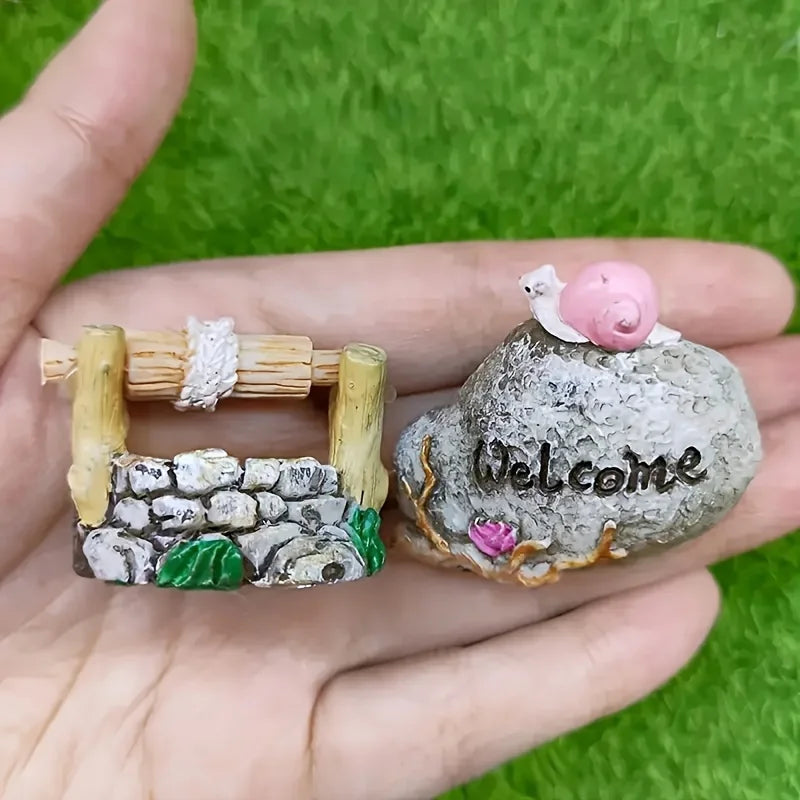 Mini Fairyland Well Statue – Resin Micro Landscape Garden Decor Miniature Garden Statue Babs