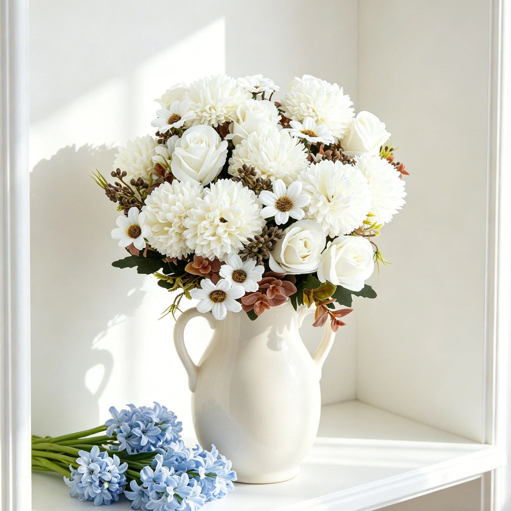 Silk Rose Artificial Bouquet – Wedding & Home Décor Flowers Artificial Flower Bouquet Babs