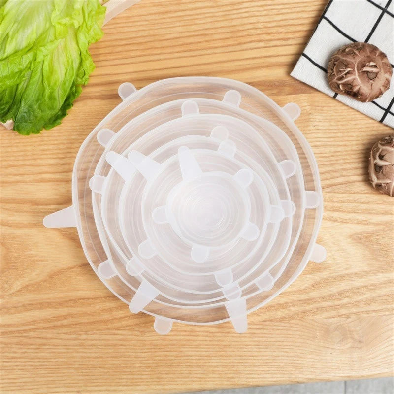 6-Pack Reusable Silicone Stretch Lids for Cans & Bowls Silicone Food Lids Babs Round White 6pcs