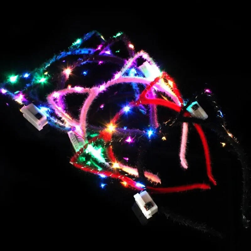 LED Cat Ear Headband – Flashing Glow Party Headwear LED Party Headband Babs mix light up
