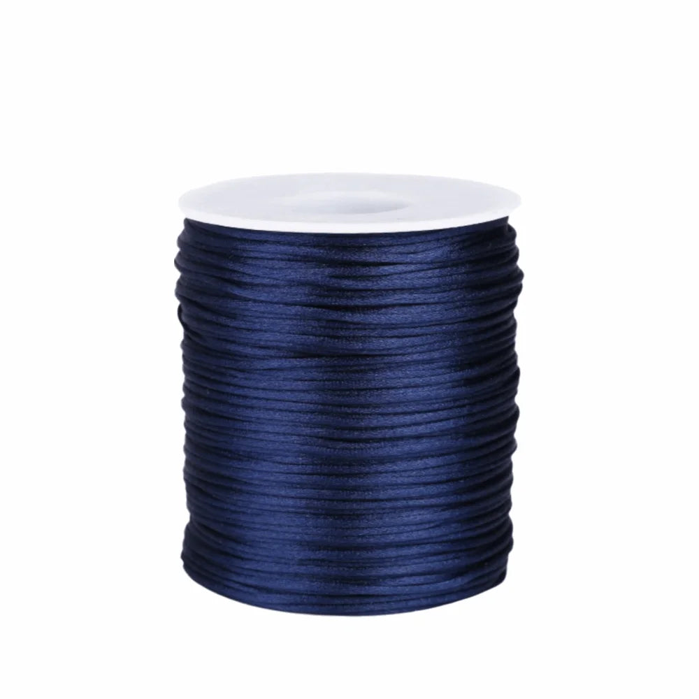 100m Satin Rattail Cord 1.5mm Braided Beading String for Crafts Craft Cord Babs Navy