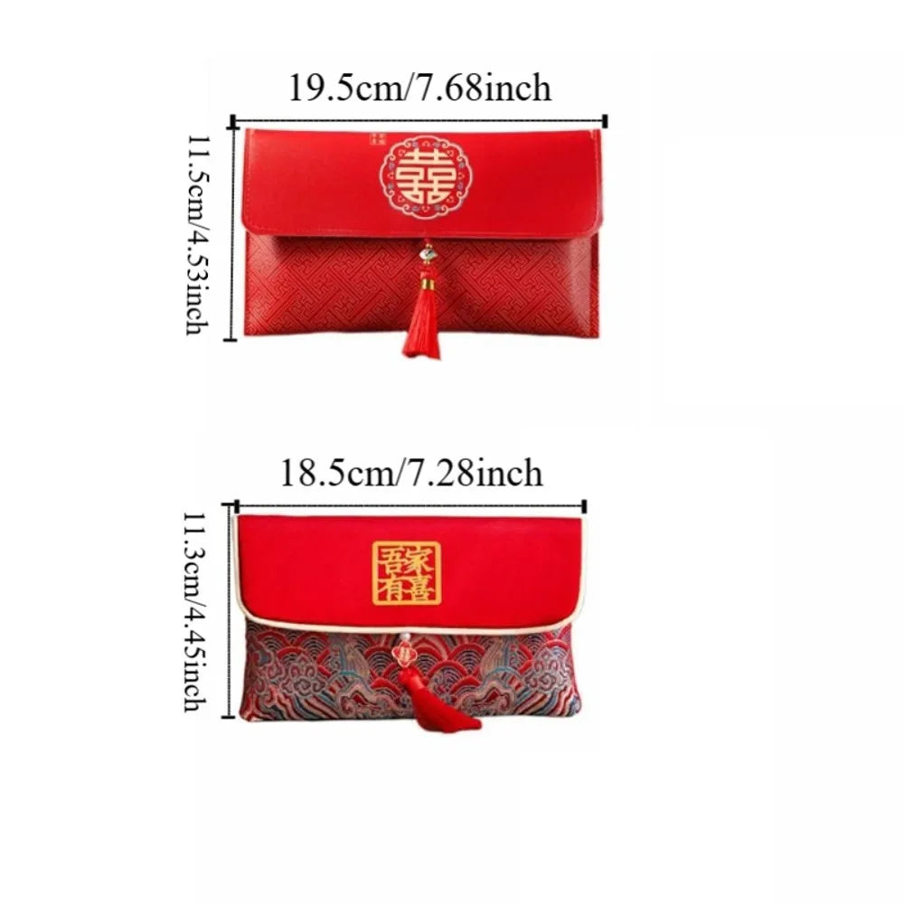 Chinese New Year Lucky Red Envelope with Tassel & Blessing Festive Gift Envelope Babs