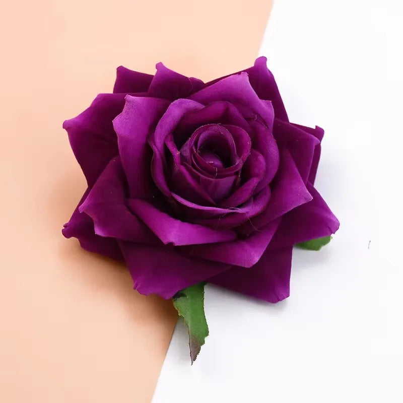 10 Pcs Velvet Artificial Rose Heads for Wedding & Home Decor Artificial Flower Heads Babs color 2