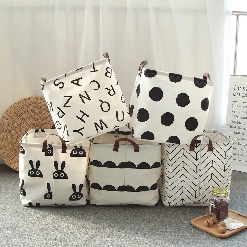 Foldable Cotton Linen Laundry Basket & Storage Bin Laundry Hamper Basket Babs