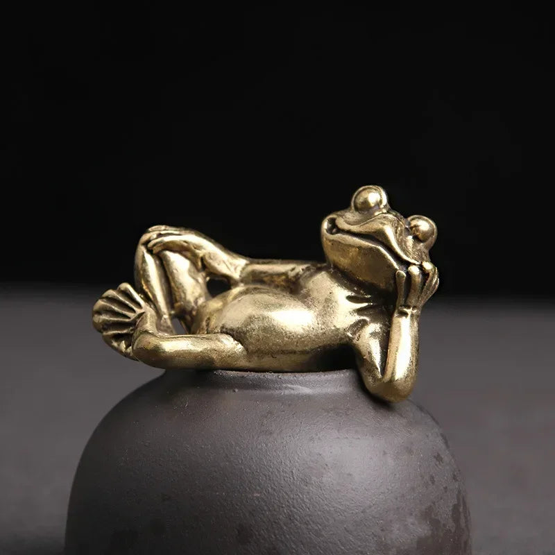 Retro Copper Frog Statue Figurine | Desktop Ornament & Gift Decorative Figurine Babs