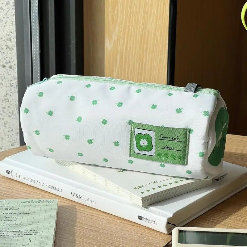 Large Four-Leaf Clover Kitten Pencil & Cosmetic Organizer Case Pencil Case Organizer Babs