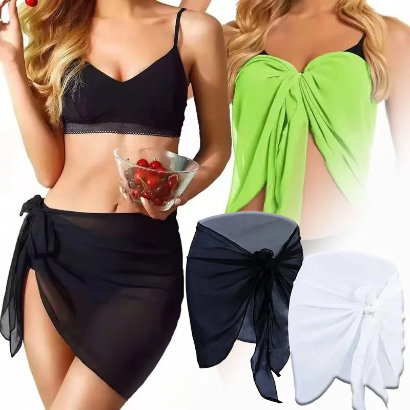 Chiffon Beach Sarong Wrap Skirt – Flowy Bikini Cover-Up Swimwear Cover-Up Babs