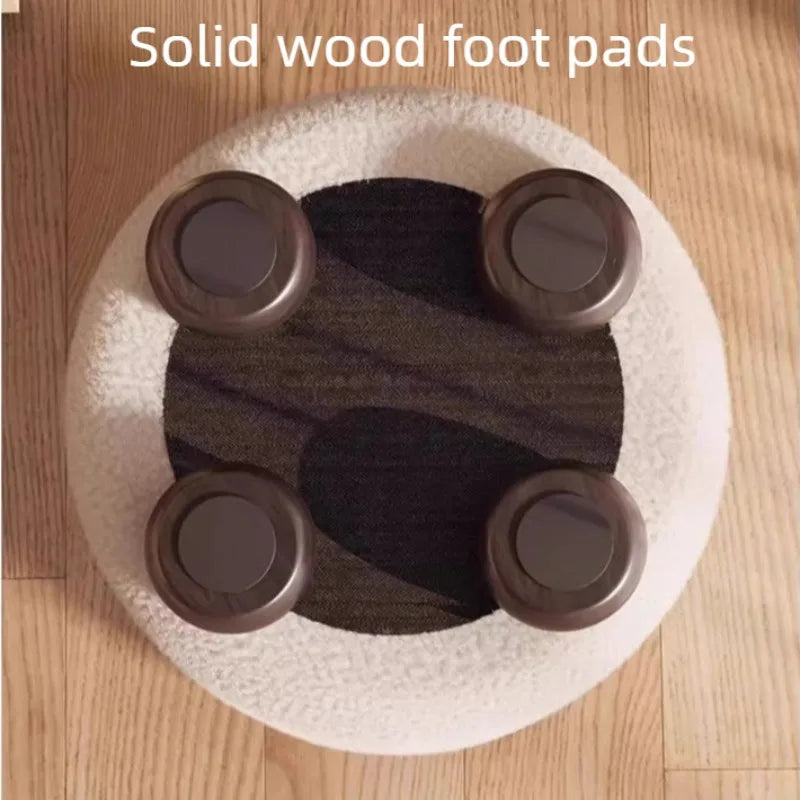 Modern Lambswool Round Stool – Luxury Bedroom & Vanity Seat Decorative Round Stool Babs