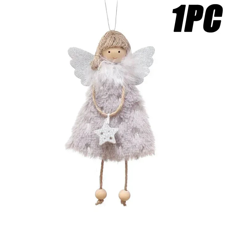 Christmas Angel Girl Doll Ornament – Festive Tree Hanging Decor Christmas Tree Ornament Babs Gray 1PC