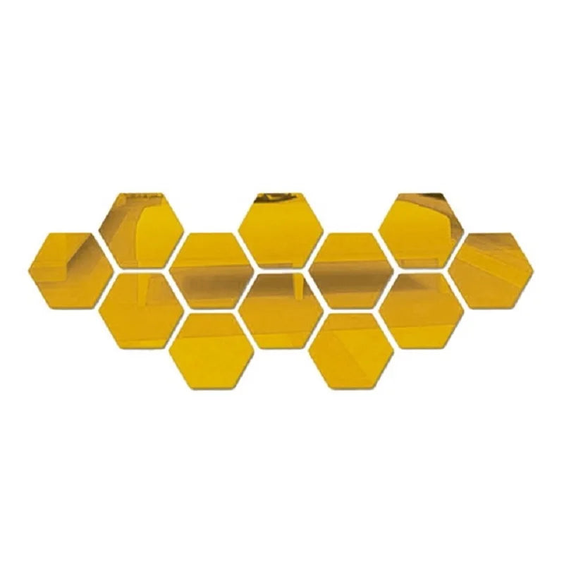 36Pcs Hexagonal 3D Mirror Wall Stickers – Self-Adhesive Decor Mirror Wall Stickers Babs 36PCS 80x70x40mm