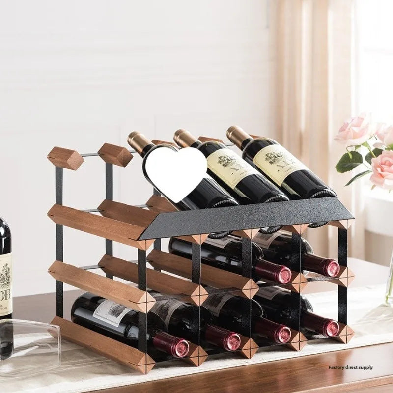 Luxury Wooden & Steel Decorative Wine Rack | Elegant Holder Decorative Wine Rack Babs