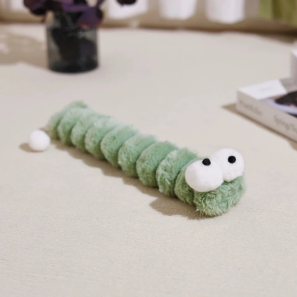 Caterpillar Cat Plush Toy – Soft Chew & Cuddle Kitten Toy Plush Cat Toy Babs Green