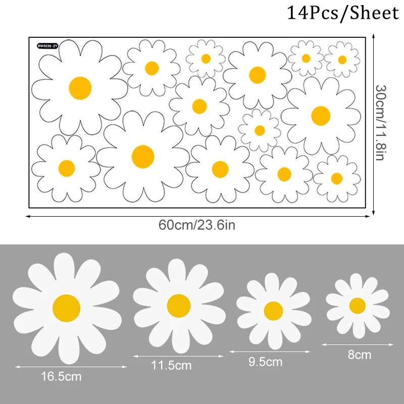 White Daisy Flower Wall Stickers – Kids Room & Nursery Decor Wall Decal Sticker Babs B