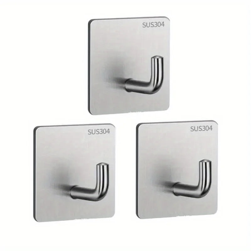 Stainless Steel Self-Adhesive Hook – No-Drill Rustproof Hanger Self-Adhesive Hook Babs 3pcs