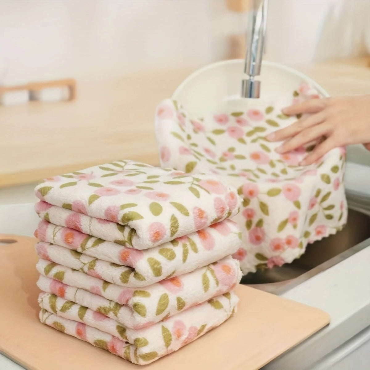 Floral Microfiber Dish Cloths – Absorbent Kitchen Cleaning Rags Microfiber Dish Cloths Babs