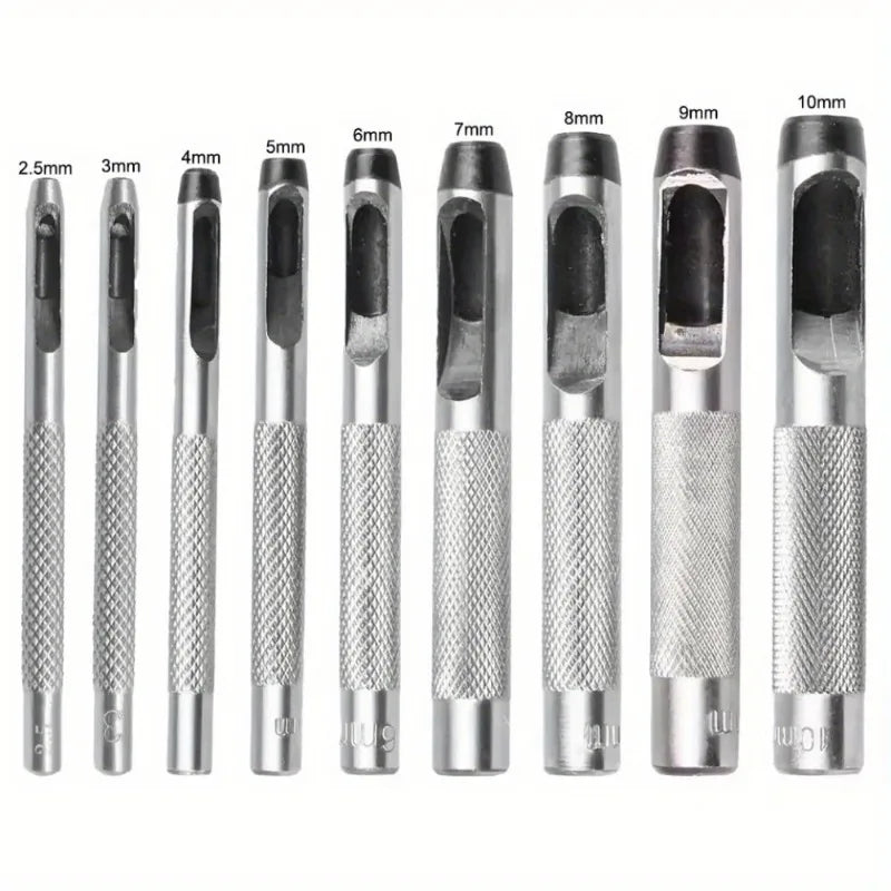 9-Piece Leather Hole Punch Set 2.5–10mm | Belt & Watch Tool Leather Hole Punch Set Babs