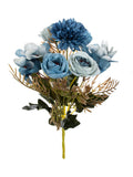 Silk Rose Artificial Flower Bouquet for Wedding & Home Décor Artificial Flower Bouquet Babs Blue 1 pc