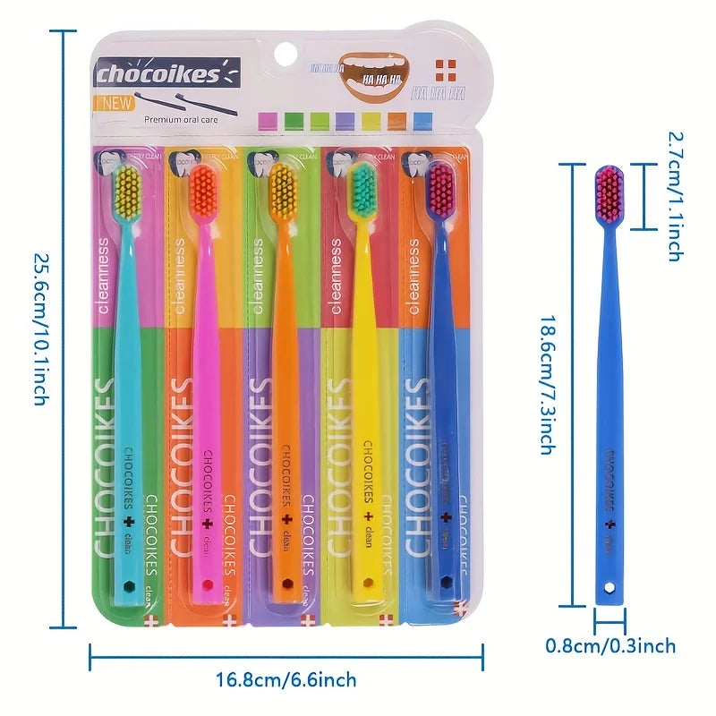 5-Pack Soft Nylon Toothbrush Set – Travel & Hotel Ready Toothbrush Set Babs