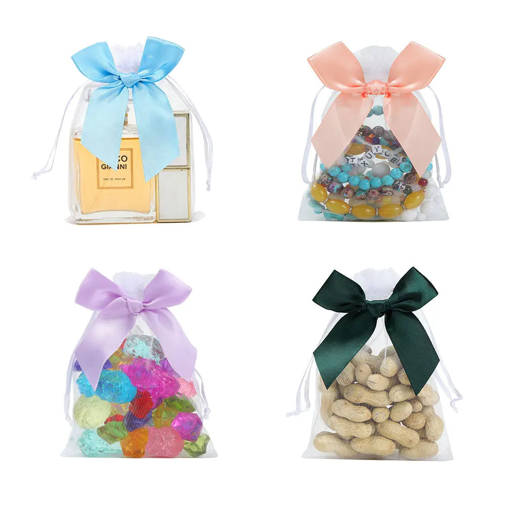 Organza Drawstring Gift Bags with Bow | Mesh Pouches Organza Gift Bags Babs
