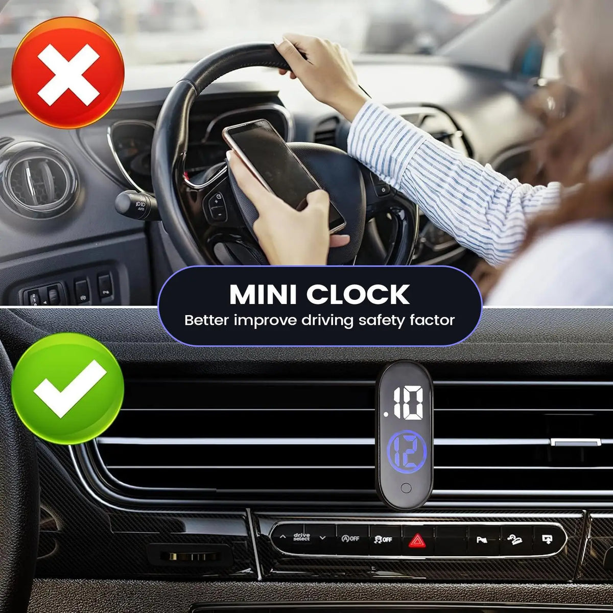 Mini Waterproof LED Digital Car Clock – Dashboard & Motorcycle Digital Car Clock Babs