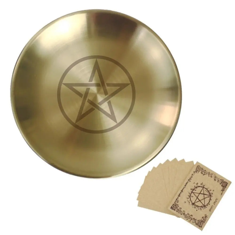 Pentagram Altar Plate 14cm Stainless Steel Ritual Bowl Altar Ritual Plate Babs