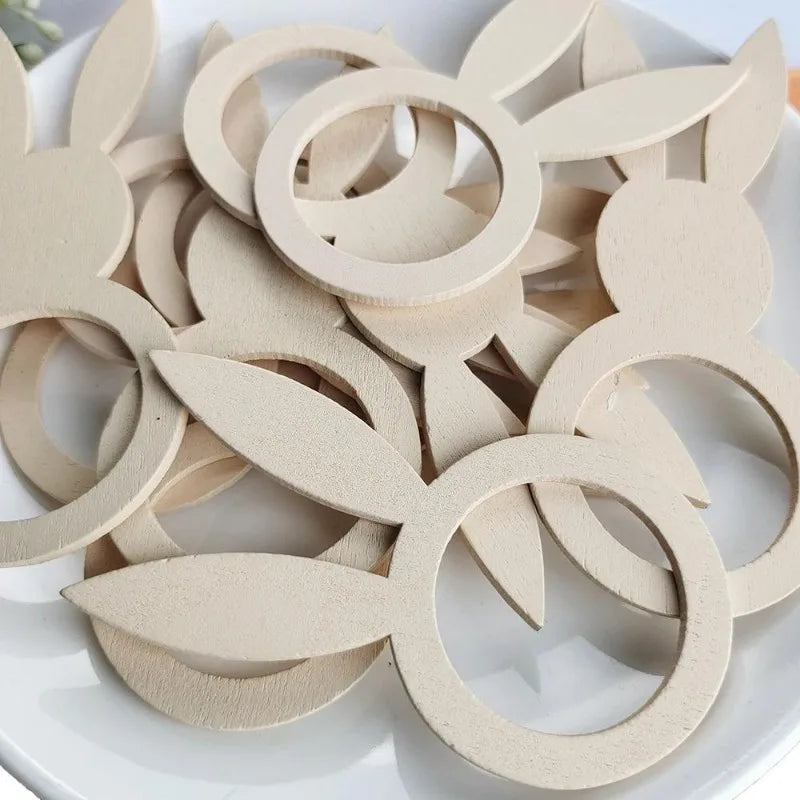 10-Pack Easter Rabbit Ear Wooden Napkin Ring Holders Napkin Ring Holders Babs