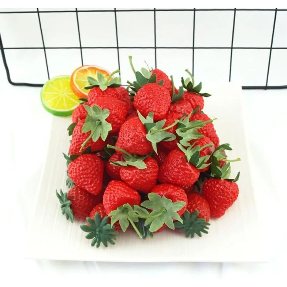 20Pcs Artificial Strawberries Fake Plastic Fruit Décor & Props Artificial Fruit Decor Babs