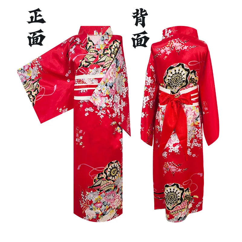 Children's Floral Japanese Kimono Yukata Cosplay Costume Yukata Costume Set Babs J 130cm China Mainland