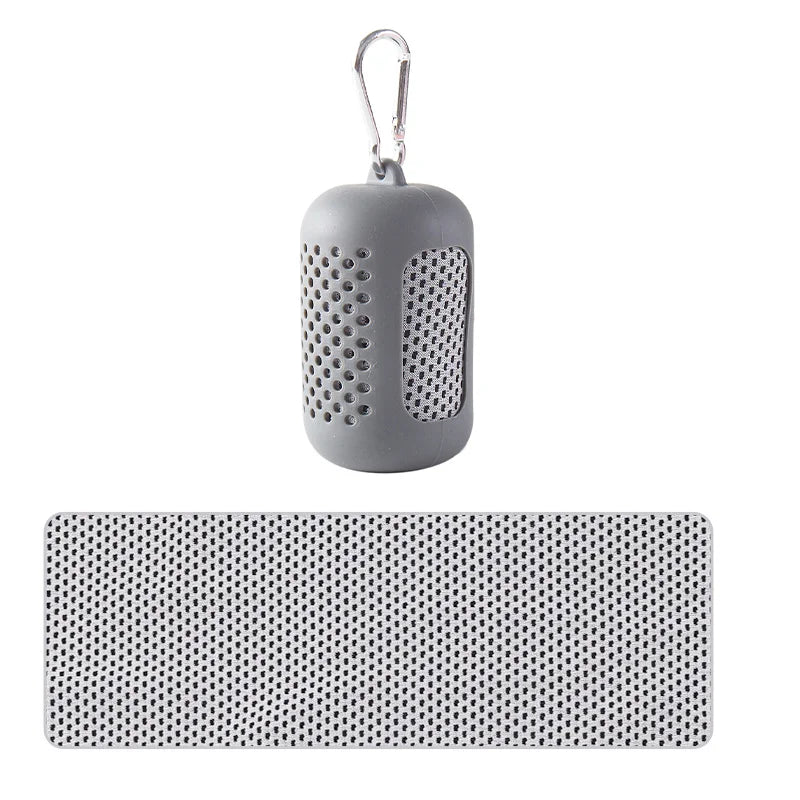 Cooling Towel & Silicone Bag – Fast Drying Sports Beach Towel Cooling Sports Towel Babs Grey 30-80cm