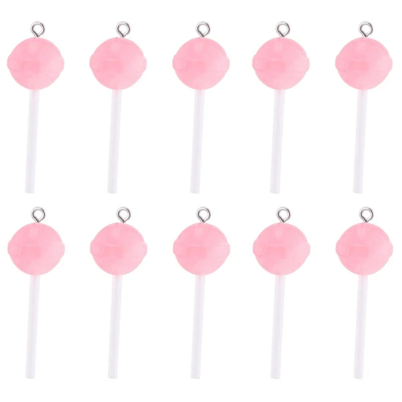 20Pcs Lollipop Resin Charms for DIY Keychains & Jewelry Making Resin Craft Charms Babs pink-20pcs
