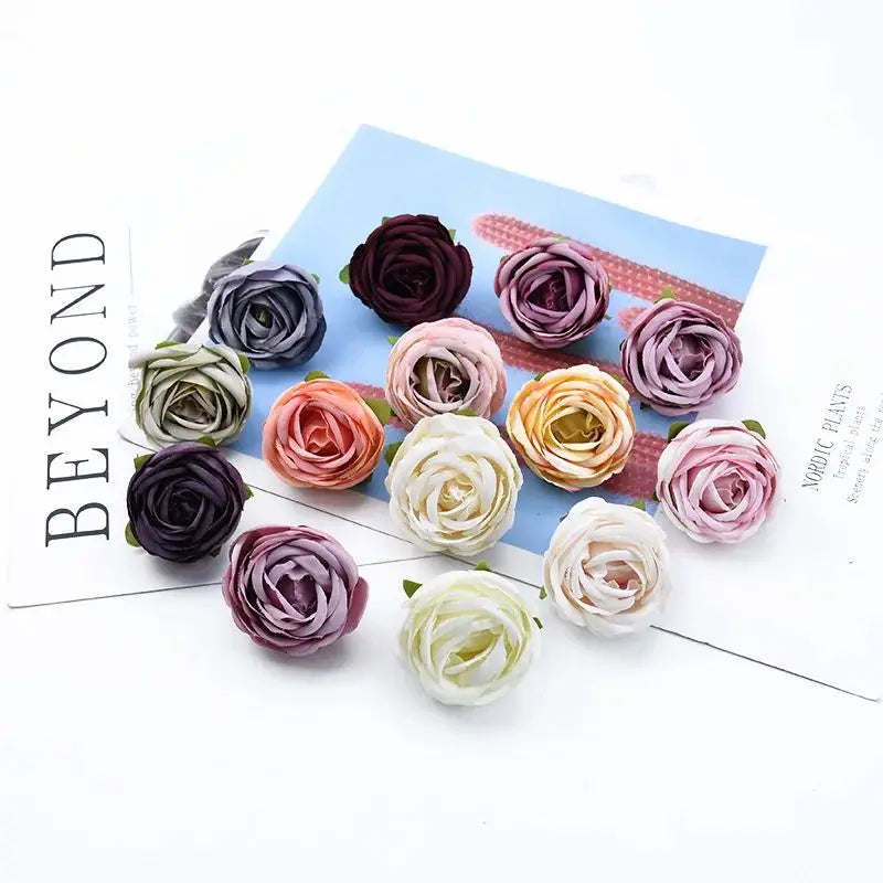 Silk Tea Rose Flower Heads 5/10 Pcs – Wedding & Home Décor Artificial Silk Flowers Babs MIX 5 Pieces