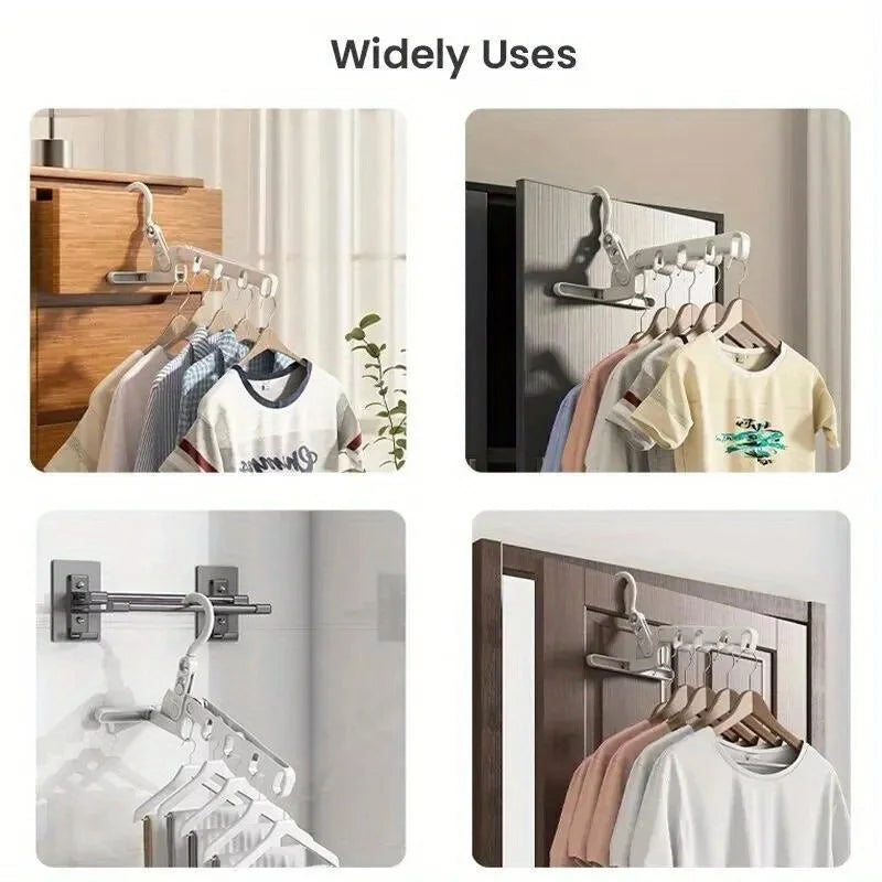 2pcs Foldable Travel Hangers – 5-Hole Portable Clothes Rack Hook Foldable Travel Hanger Babs