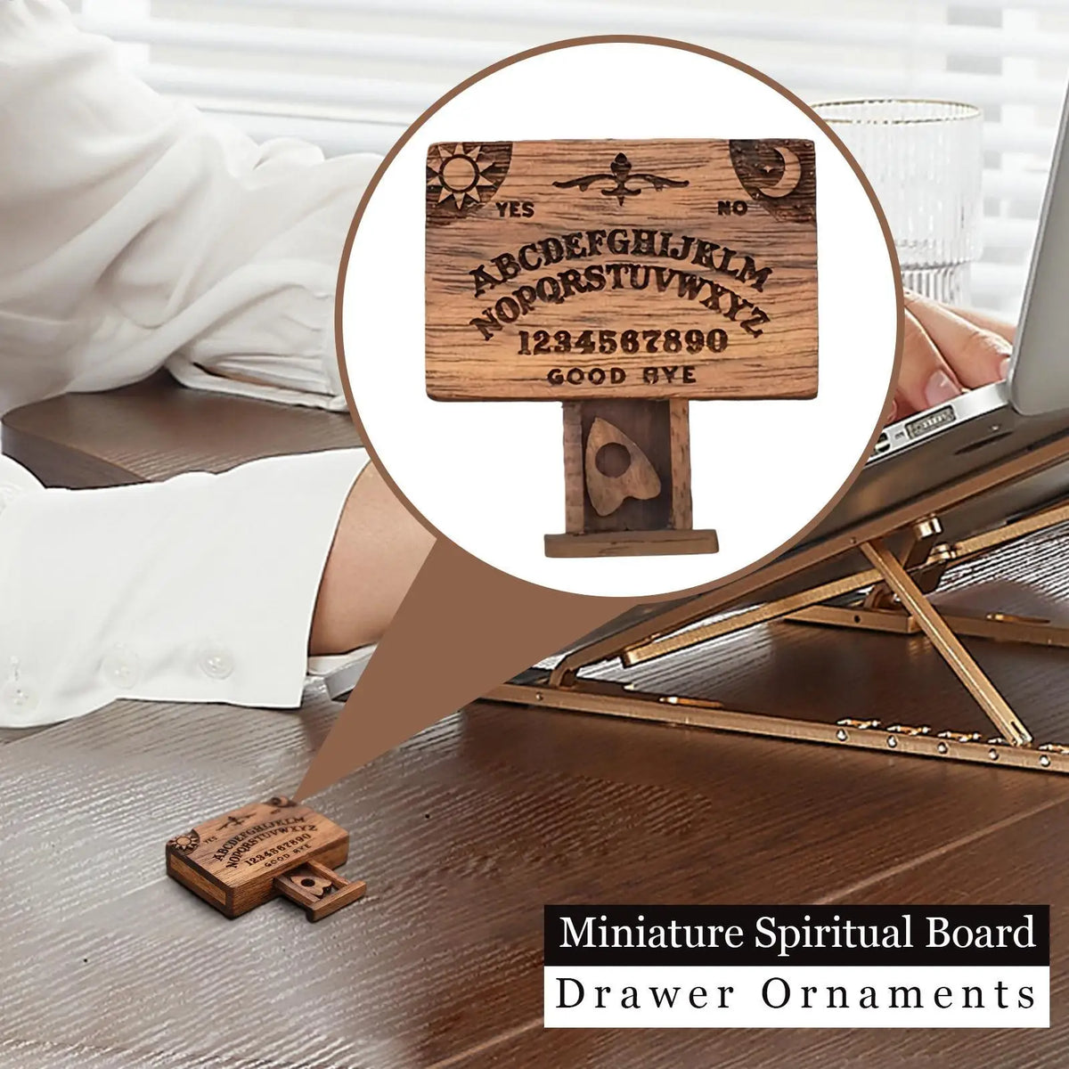 Miniature Wooden Spirit Board with Drawer – Décor Gift Miniature Décor Ornament Babs