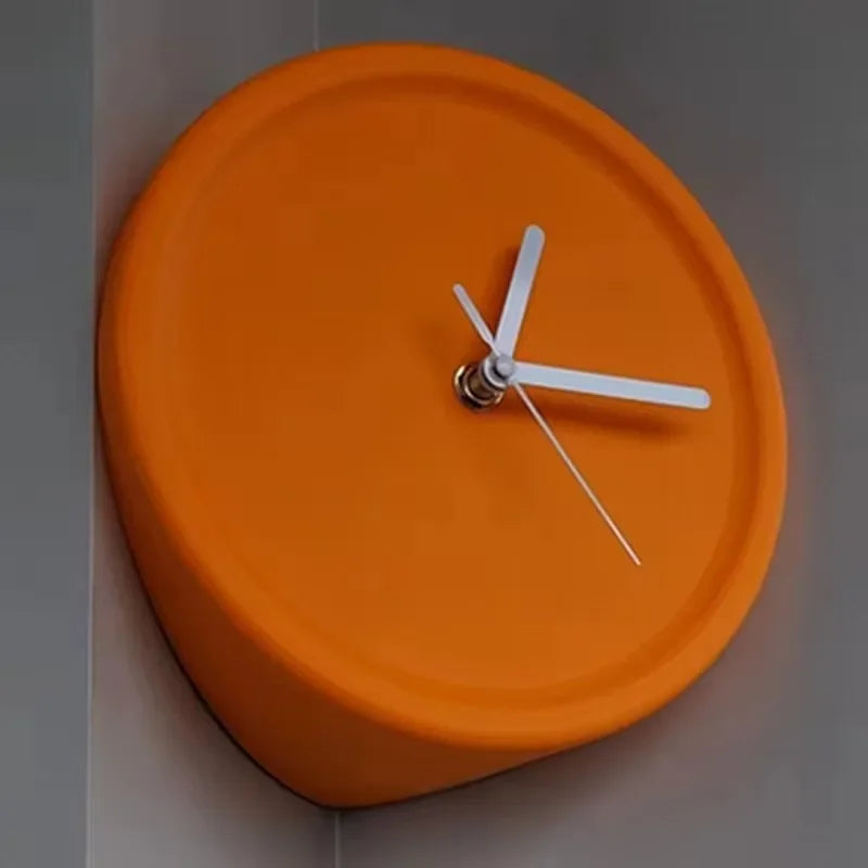 Silent Corner Wall Clock | Modern 3D Art Home Décor Wall Clock Babs Orange
