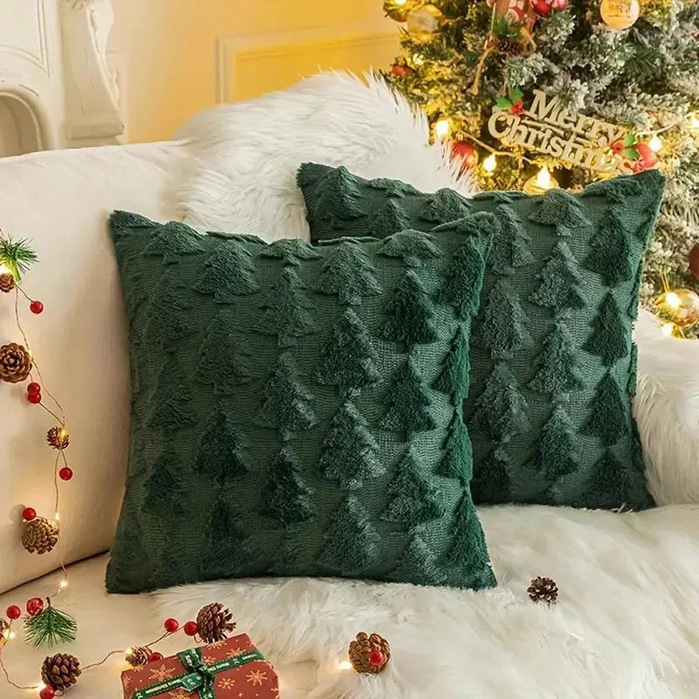 Christmas Tree Pillow Cases 45x45cm | Festive Sofa Cushion Covers Decorative Pillow Cases Babs