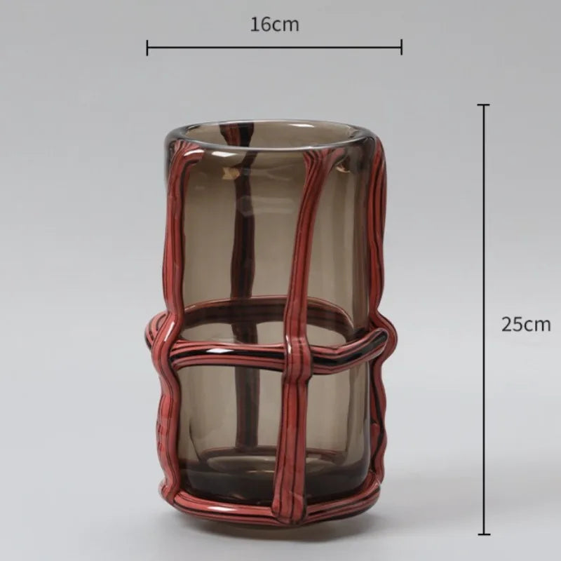 Modern Luxury Glass Vase – Minimalist Elegant Table Decor Decorative Glass Vase Babs 25CM-Red
