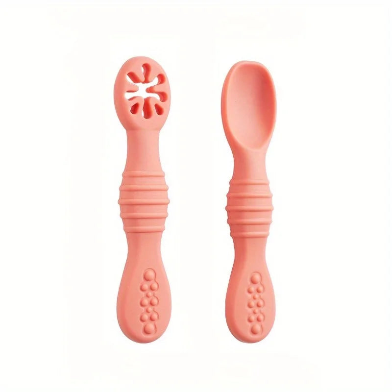 2pcs Food Grade Baby Feeding Spoons – Safe Tableware Set Baby Feeding Spoon Babs pink-2pcs